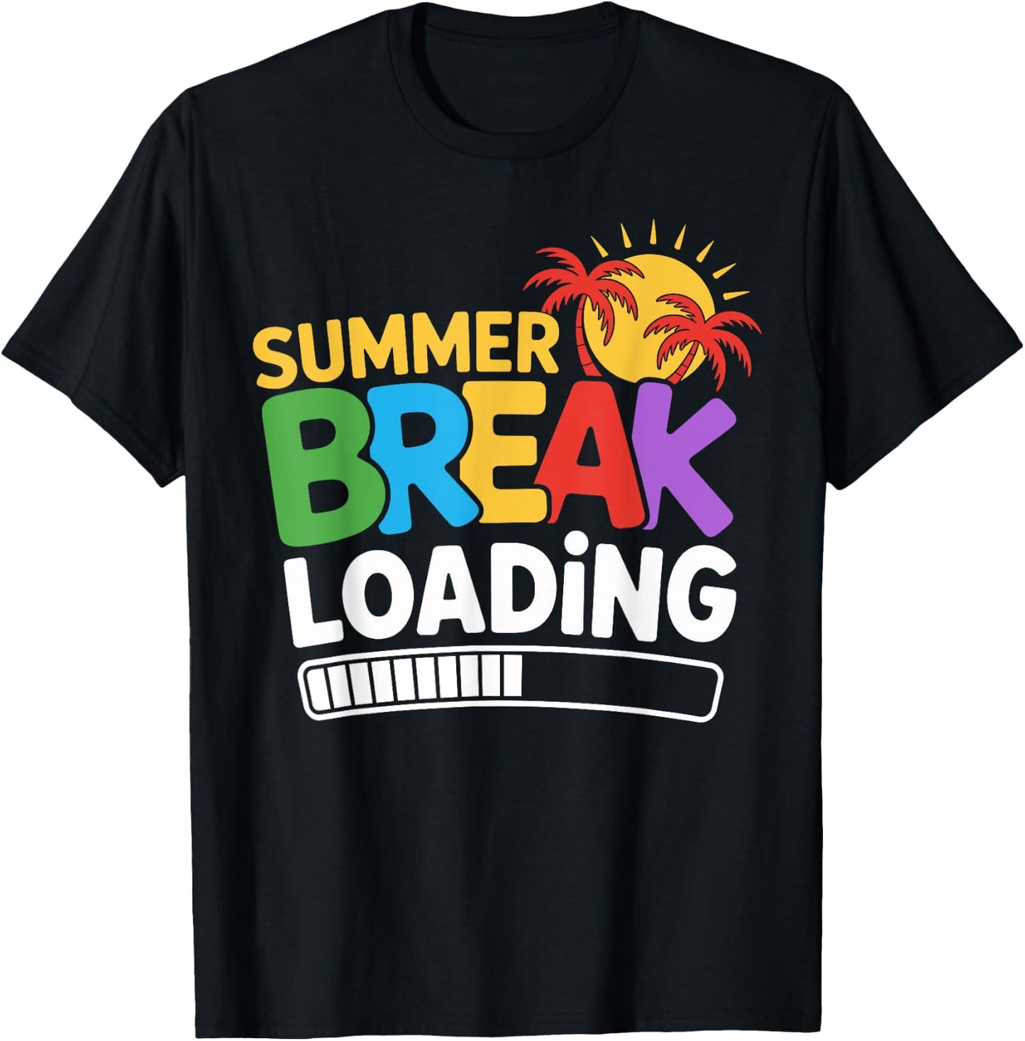 Summer Break Loading Teacher Student Vacation T-Shirt - T-Shirt | Black