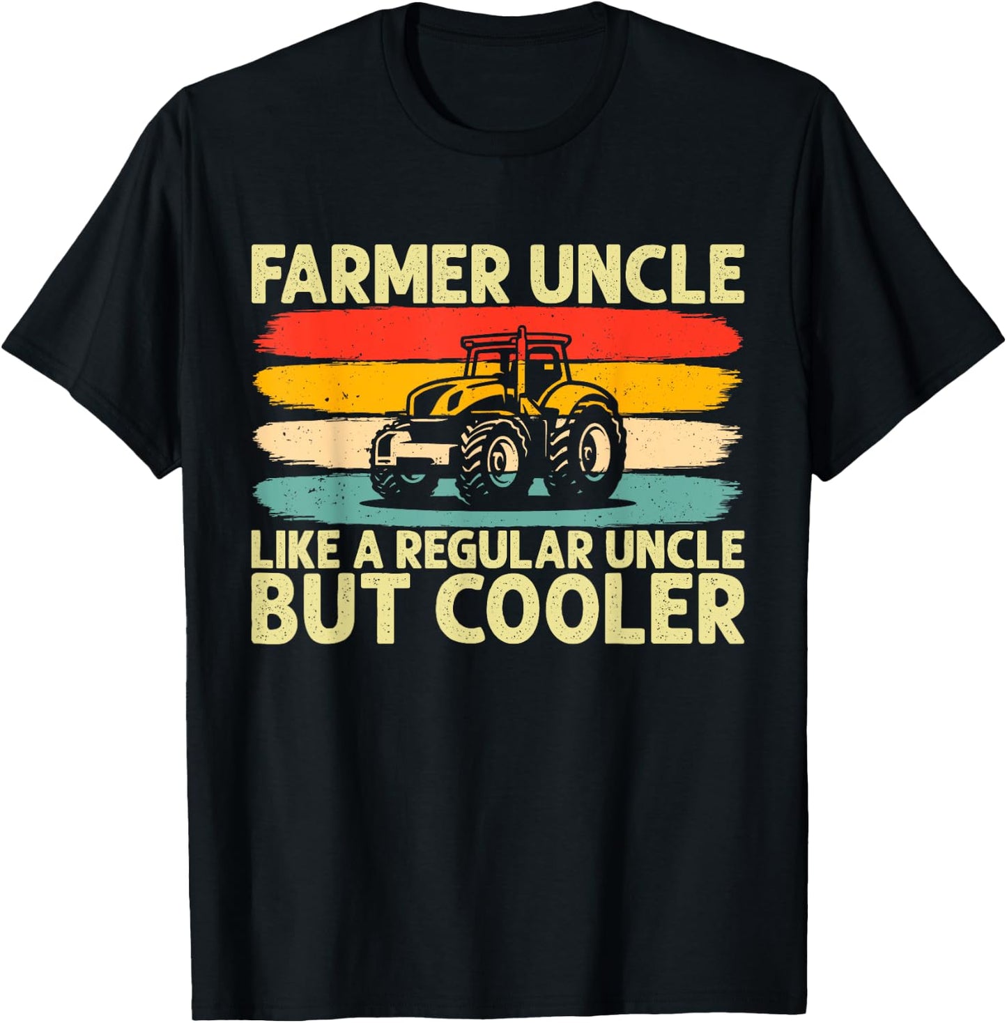 Farmer Uncle Design Tractor Farming Uncle T-Shirt - T-Shirt | Black