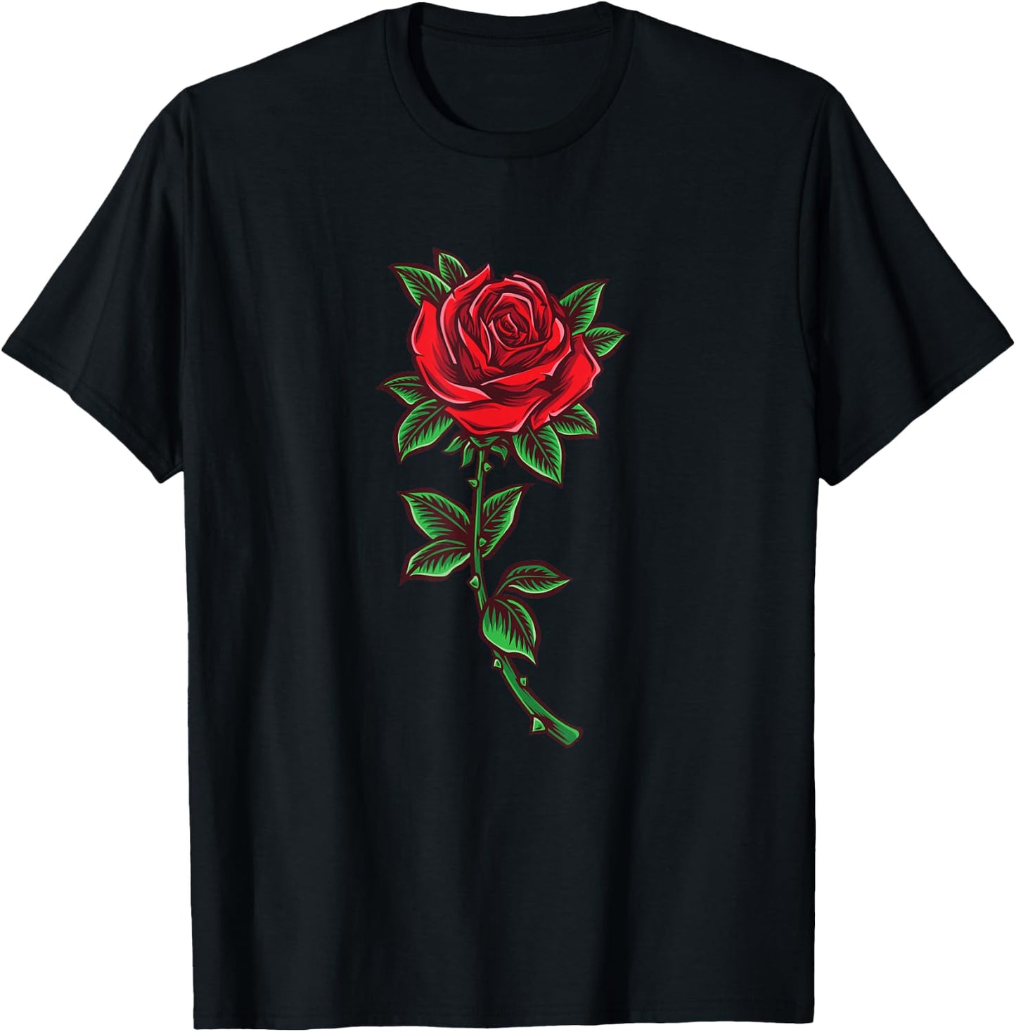 Single Red Rose Flower Romantic Love T-Shirt - T-Shirt | Black