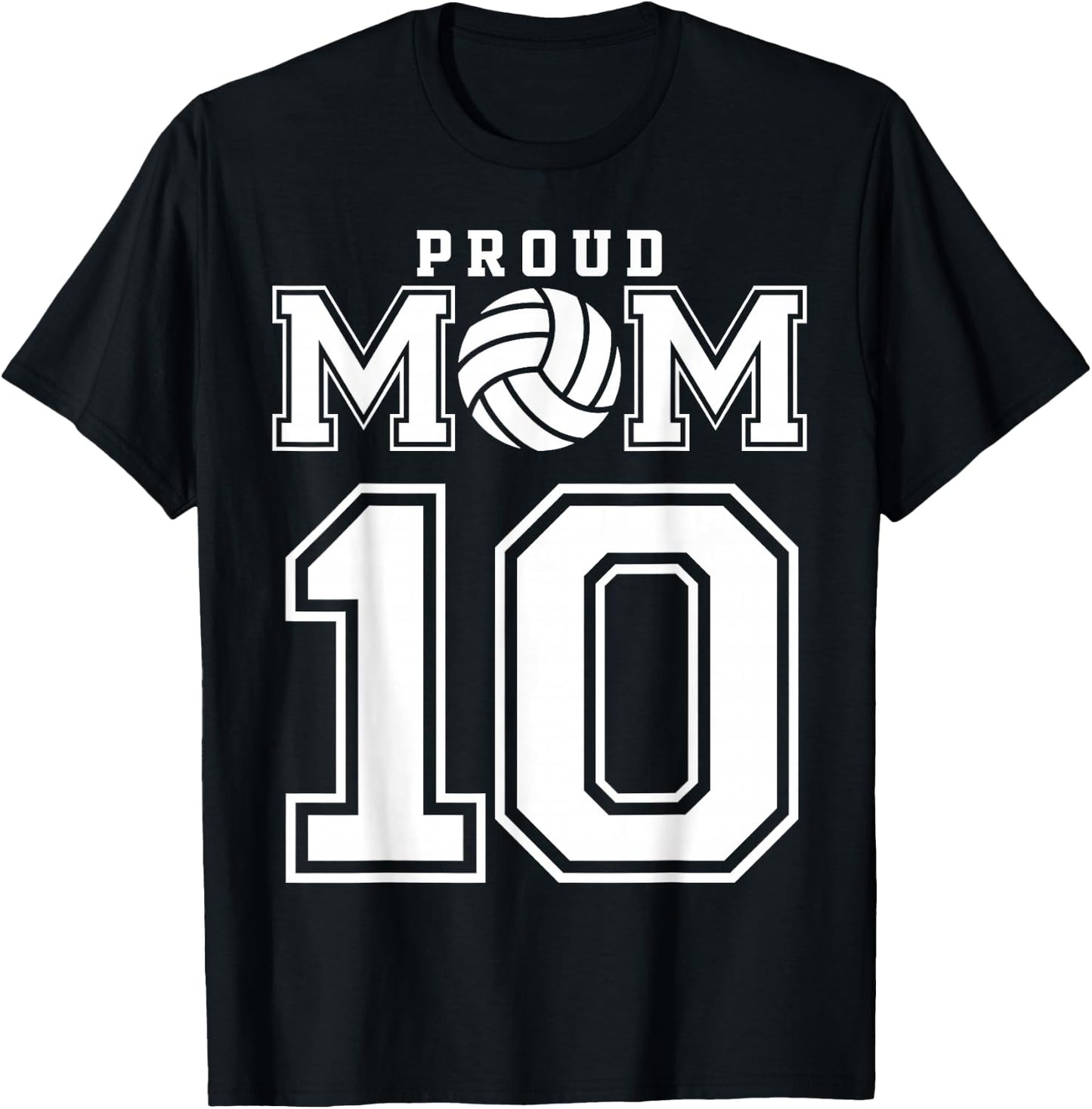 Custom Proud Volleyball Mom Number 10 Personalized Women T-Shirt - T-Shirt | Black
