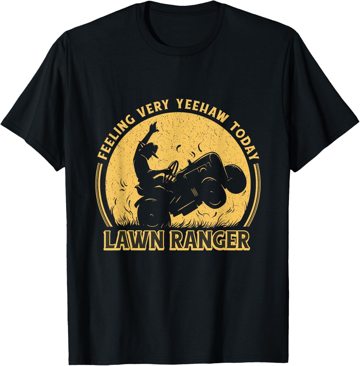 Lawn Ranger Funny Landscaping Lawn Mowing Cowboy Dad Graphic T-Shirt - T-Shirt | Black