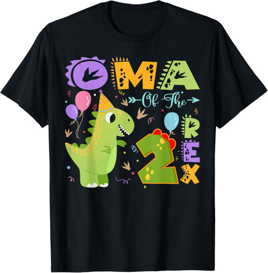 Oma Of The Two Rex 2Nd Birthday Dinosaur Party T-Shirt - T-Shirt | Black