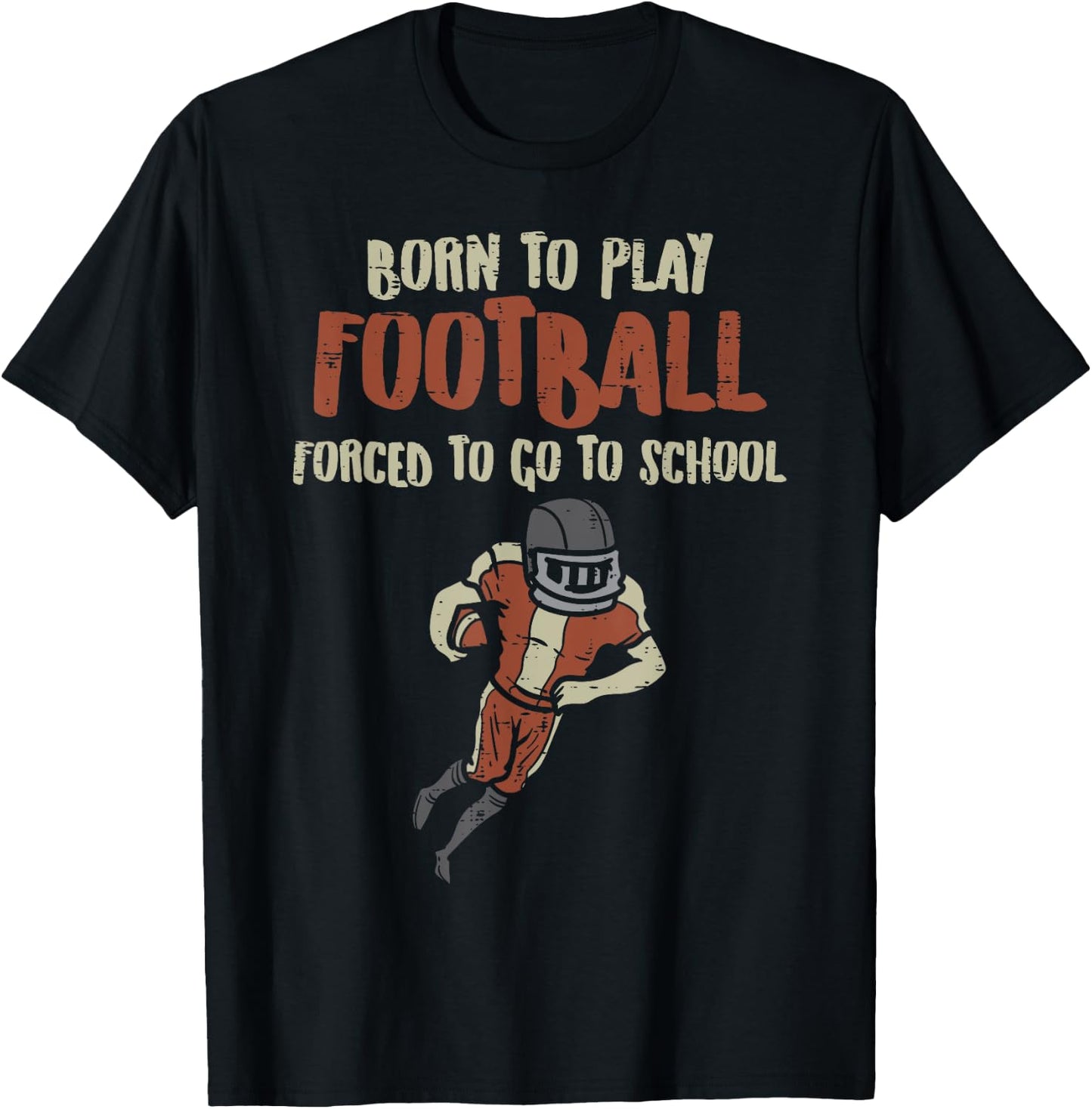 Born To Play Football Forced School Funny Player Boys Kids T-Shirt - T-Shirt | Black