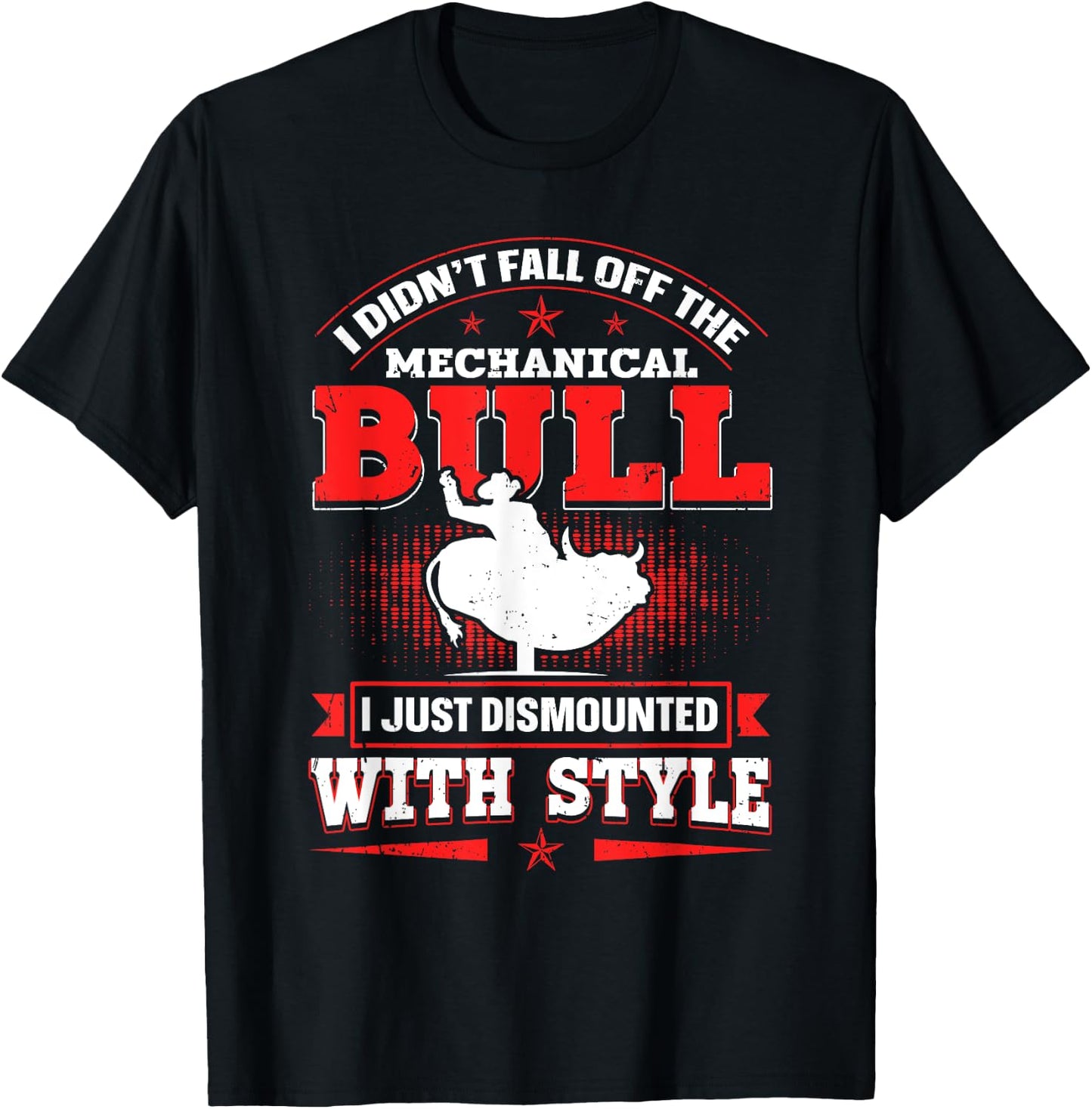 Bull Riding mechanical Design Mechanical Bull Riding - Black, Small, Short Sleeve, , Regular Fit, Cotton 60% Polyester 40% T-Shirt - T-Shirt | Black