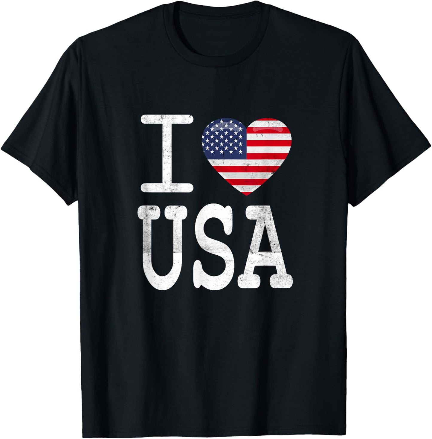 I Love USA America Heart T-Shirt - T-Shirt | Black