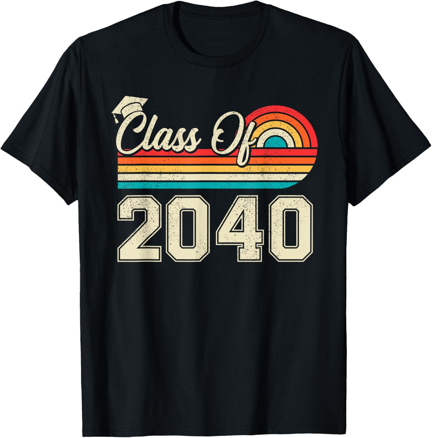 Retro Class Of 2040 Grow With Me Pre k Graduation Boys Girls T-Shirt - T-Shirt | Black
