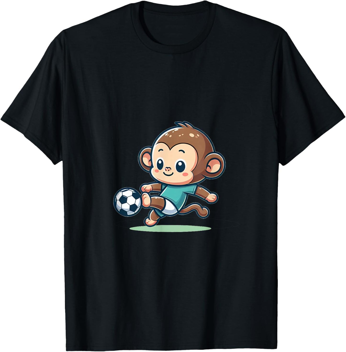 Cute Soccer Player Monkey T-Shirt - T-Shirt | Black