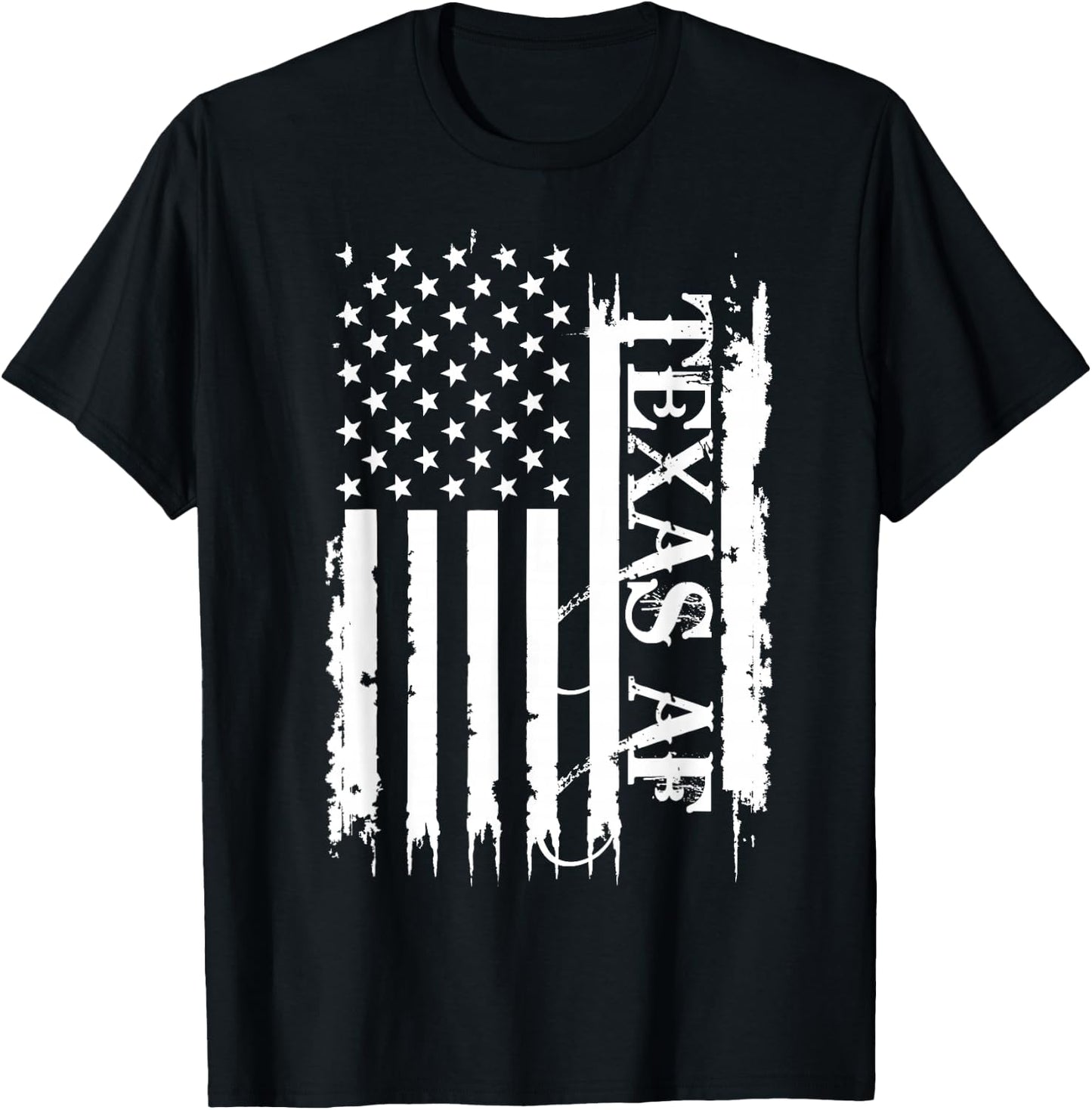 Texas AF United States Distressed w US Flag T-Shirt - T-Shirt | Black
