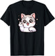 Funny Cat Cartoon Finger-heart K-pop Korean Men Women Kids T-Shirt - T-Shirt | Black