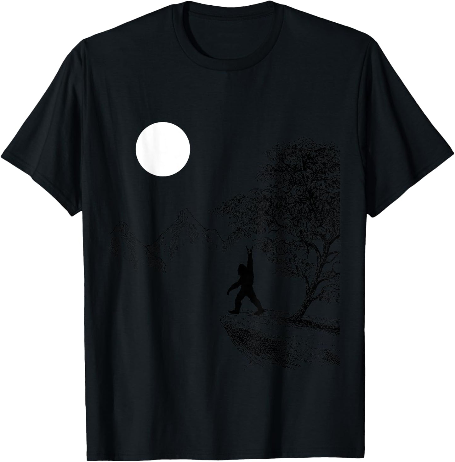 Rock On Bigfoot Hiding in Forest for Sasquatch Hunters T-Shirt - T-Shirt | Black