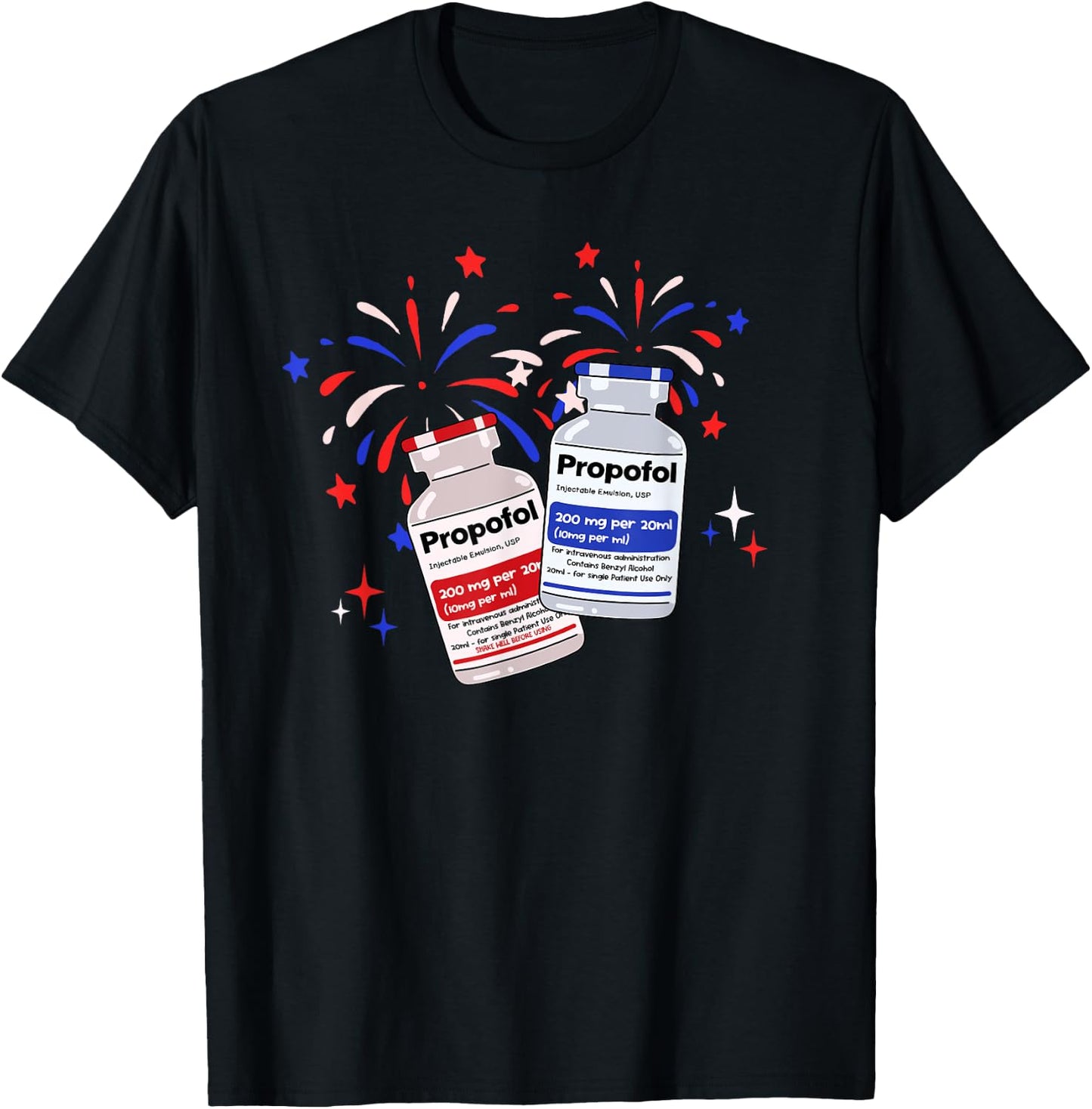 ICU Nurse 4th Of July New Year ER Nurse Gifts Poppin Bottles T-Shirt - T-Shirt | Black