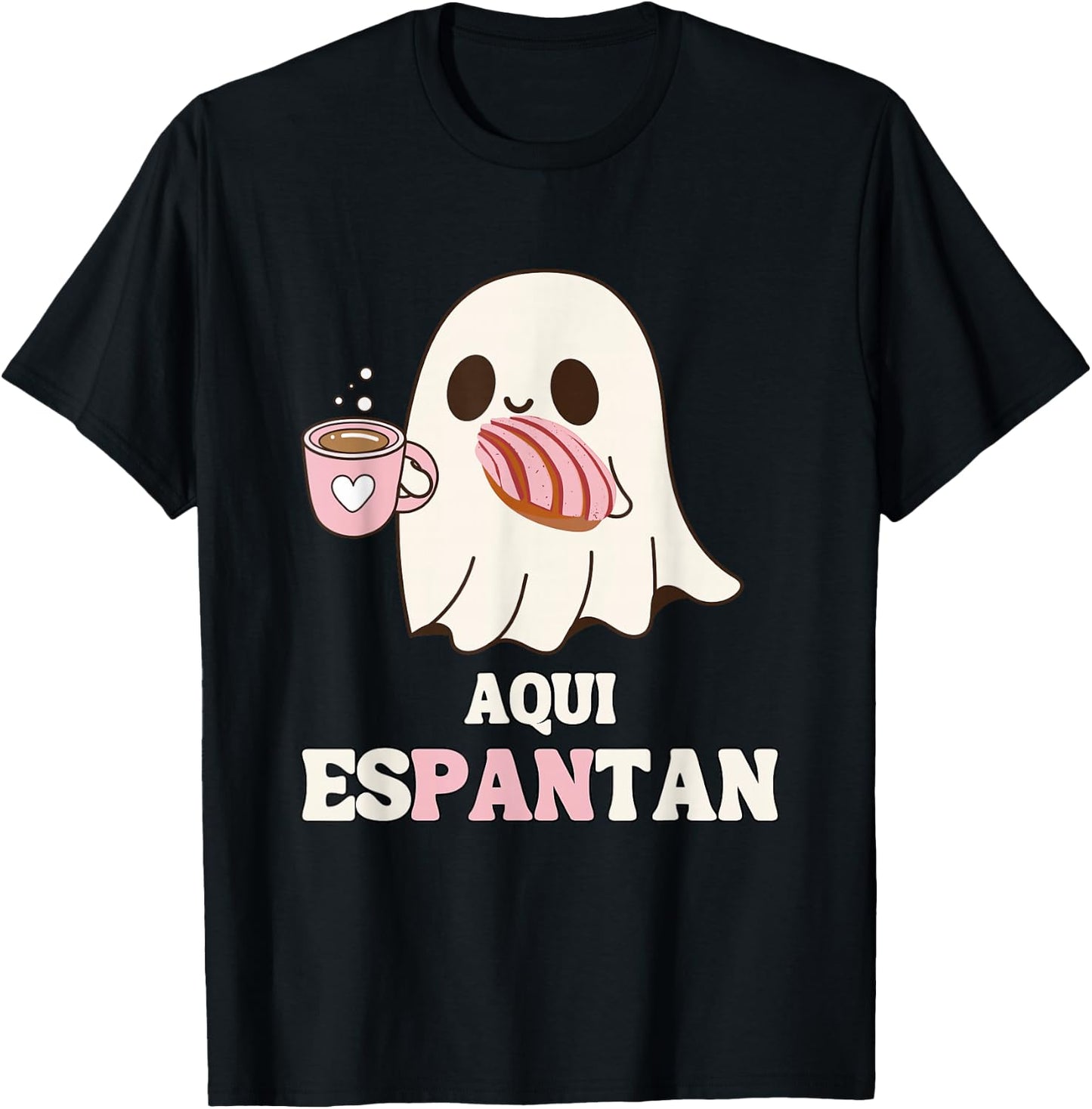 Aqui Espantan - Funny Spanish Halloween Mexican Pan Dulce T-Shirt - T-Shirt | Black