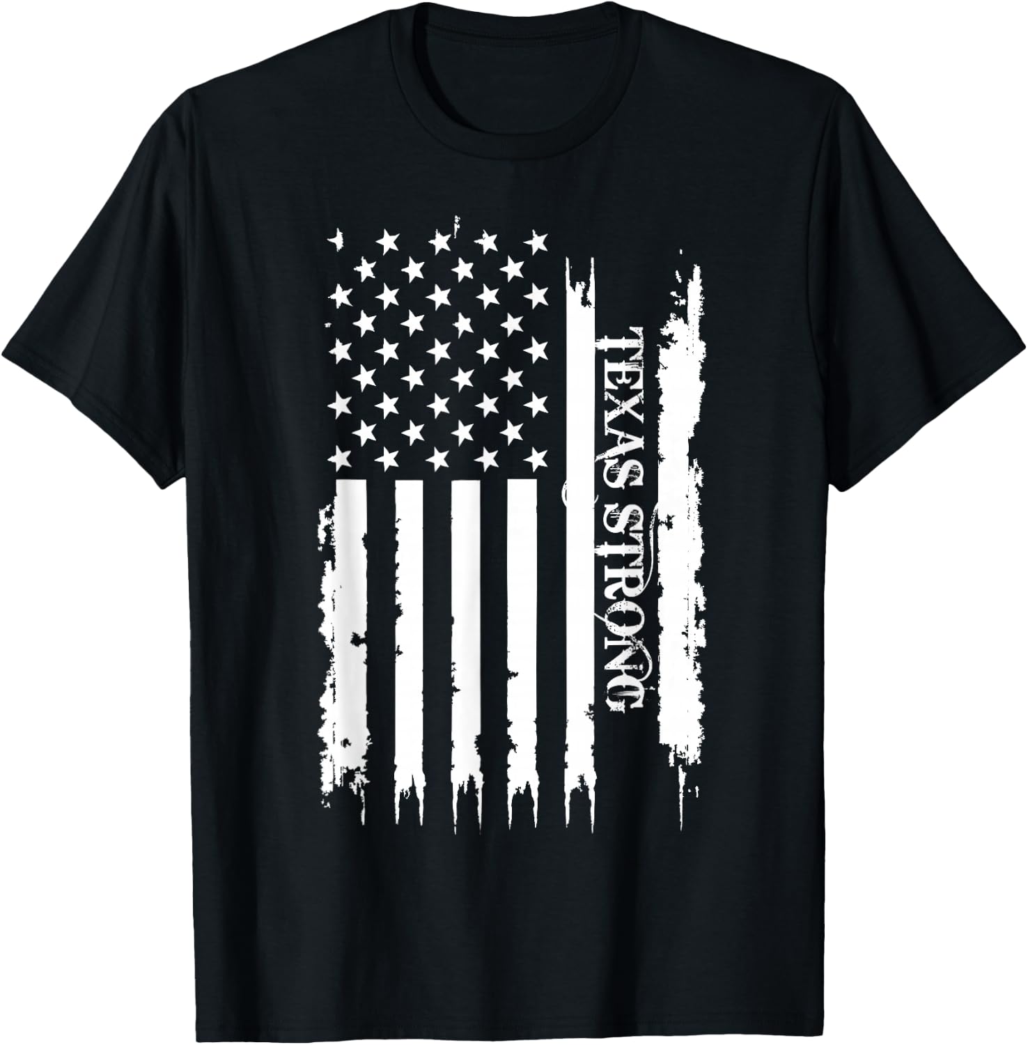 Texas Strong United States Distressed w US Flag T-Shirt - T-Shirt | Black