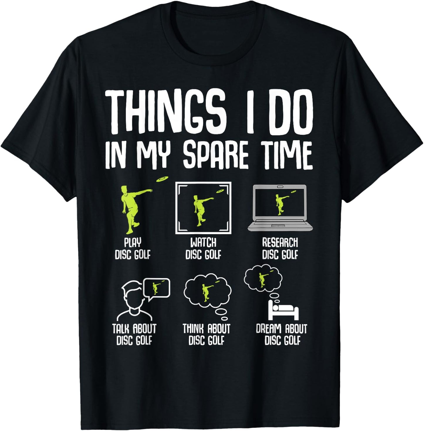 Disc Golf Things I Do In My Spare Time Frisbee Men Kids Boys T-Shirt - T-Shirt | Black