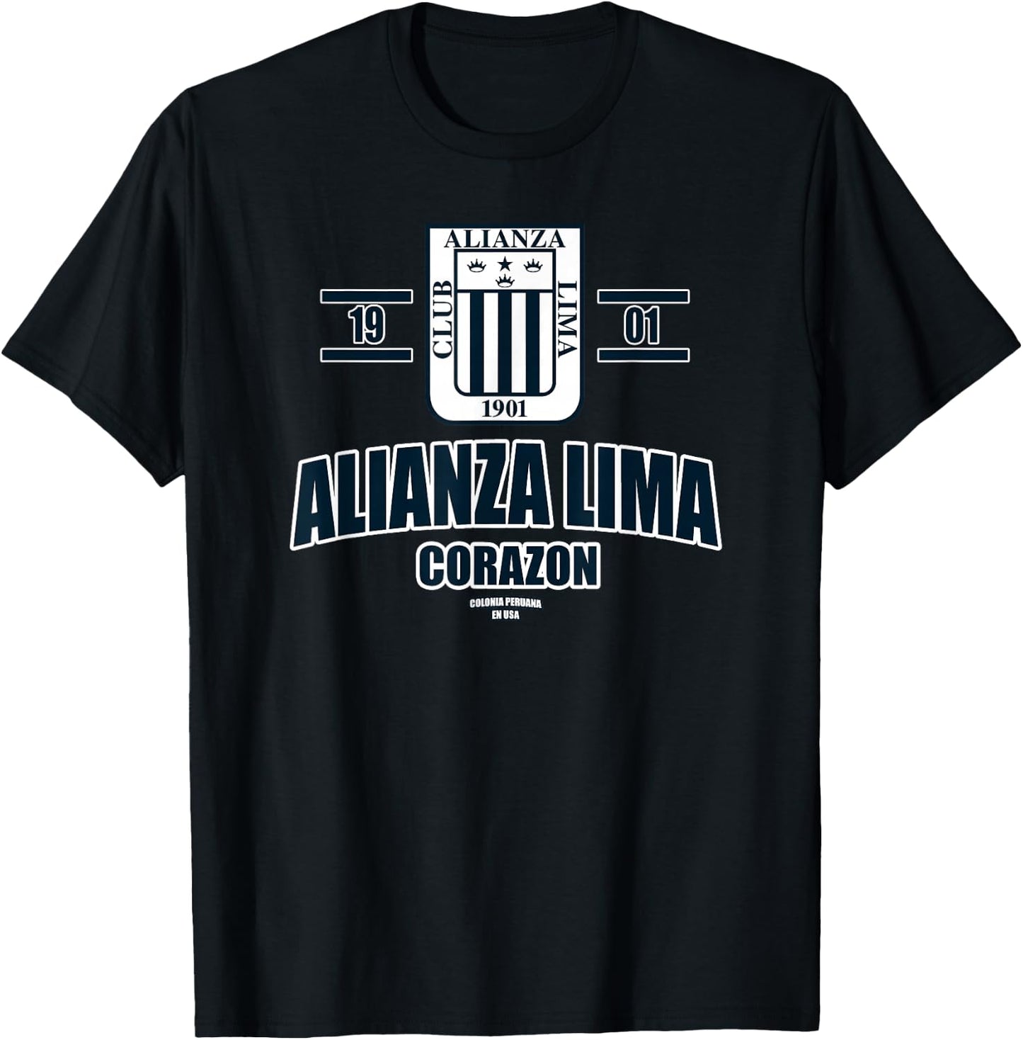 Alianza Lima Peru Men Women Soccer Peruvian Escudo T-Shirt - T-Shirt | Black