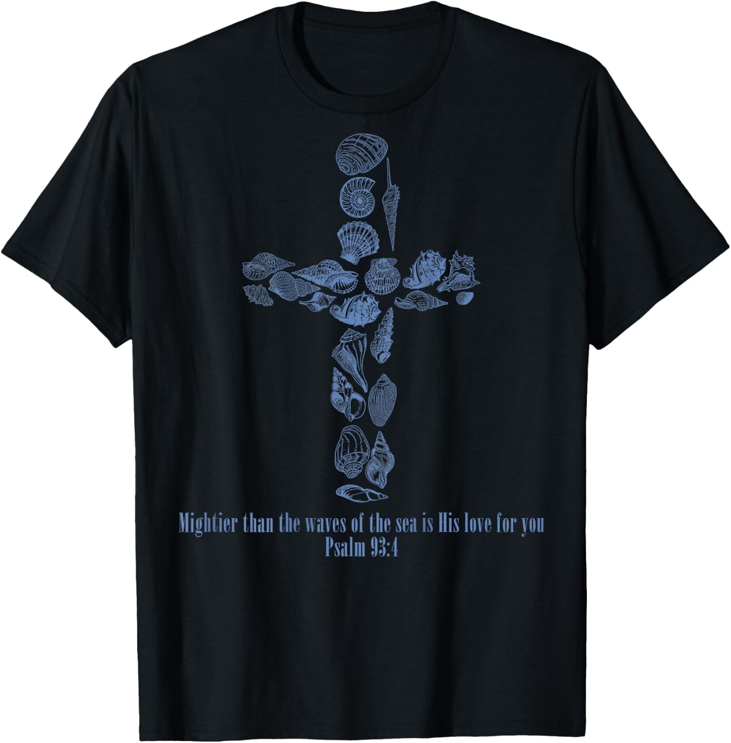 Christian Seashell Style Beach Vacation Faith Cross Women T-Shirt - T-Shirt | Black