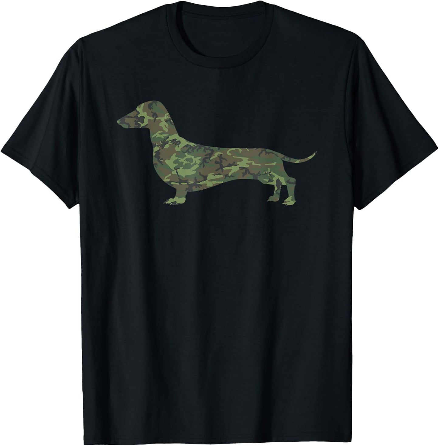 Military Dachshund Camo Print US Sausage Veteran Men Gift T-Shirt - T-Shirt | Black