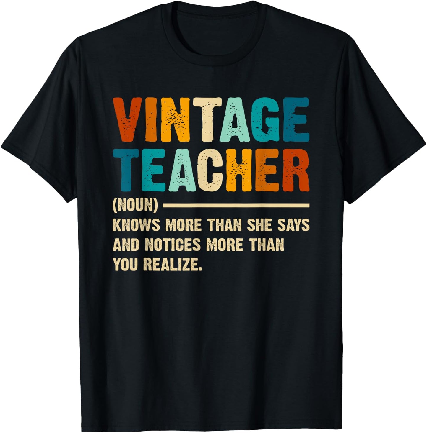 Vintage Teacher Knows More Than She Says Outfit Definition T-Shirt - T-Shirt | Black