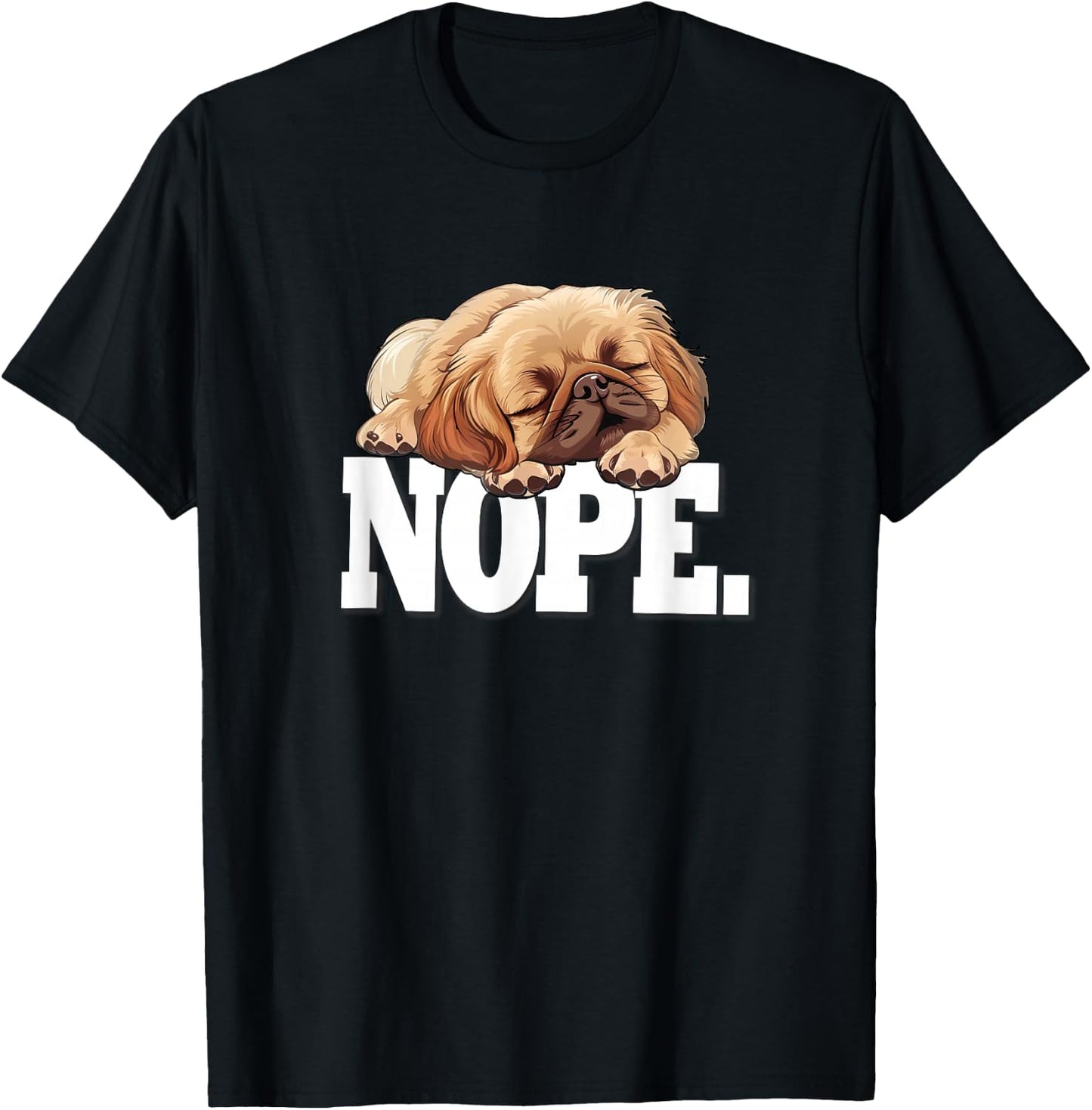 Kids Cute Cartoon Napping NOPE Pekingese Lover T-Shirt - T-Shirt | Black