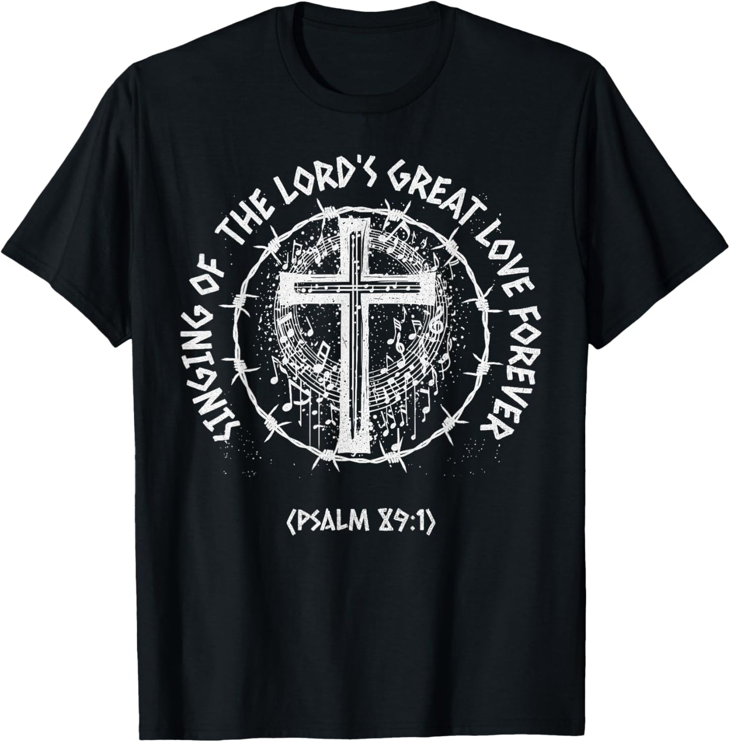Vintage Bible Verse Psalm 89:1 Christian Music T-Shirt - T-Shirt | Black