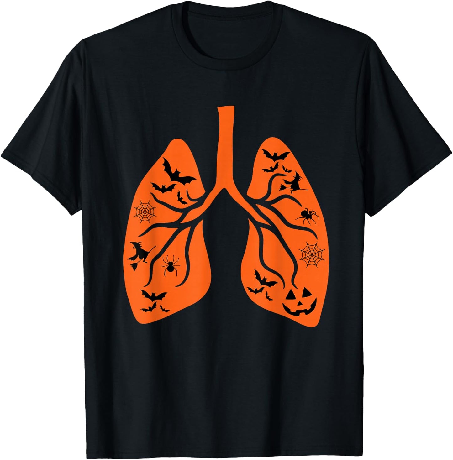 Vintage Respiratory Therapist RT Lung Pumpkin Bats Halloween T-Shirt - T-Shirt | Black
