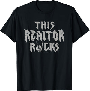 This Realtor Rocks Rock Music Lover Real Estate Agent T-Shirt - T-Shirt | Black