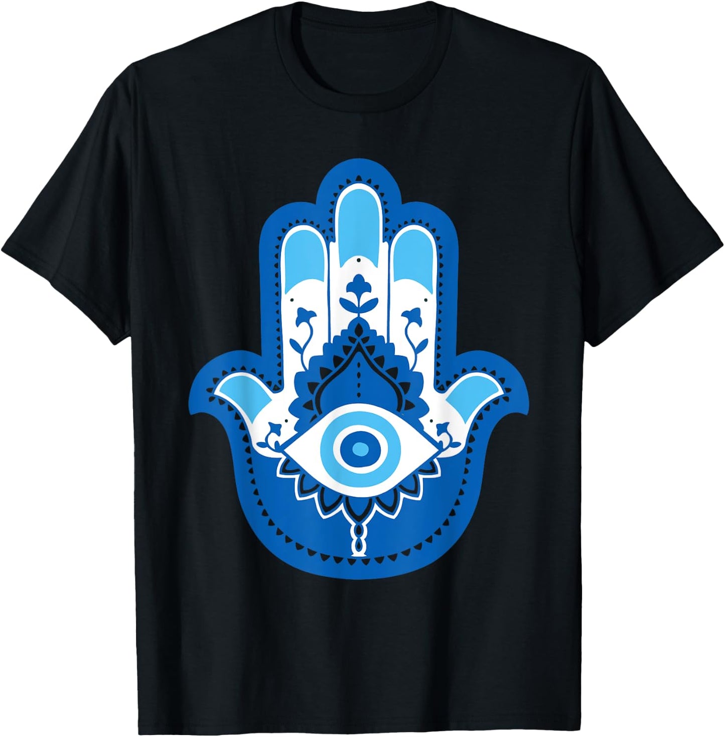 Hamsa Fatima Hand Yoga Graphic T-Shirt - T-Shirt | Black