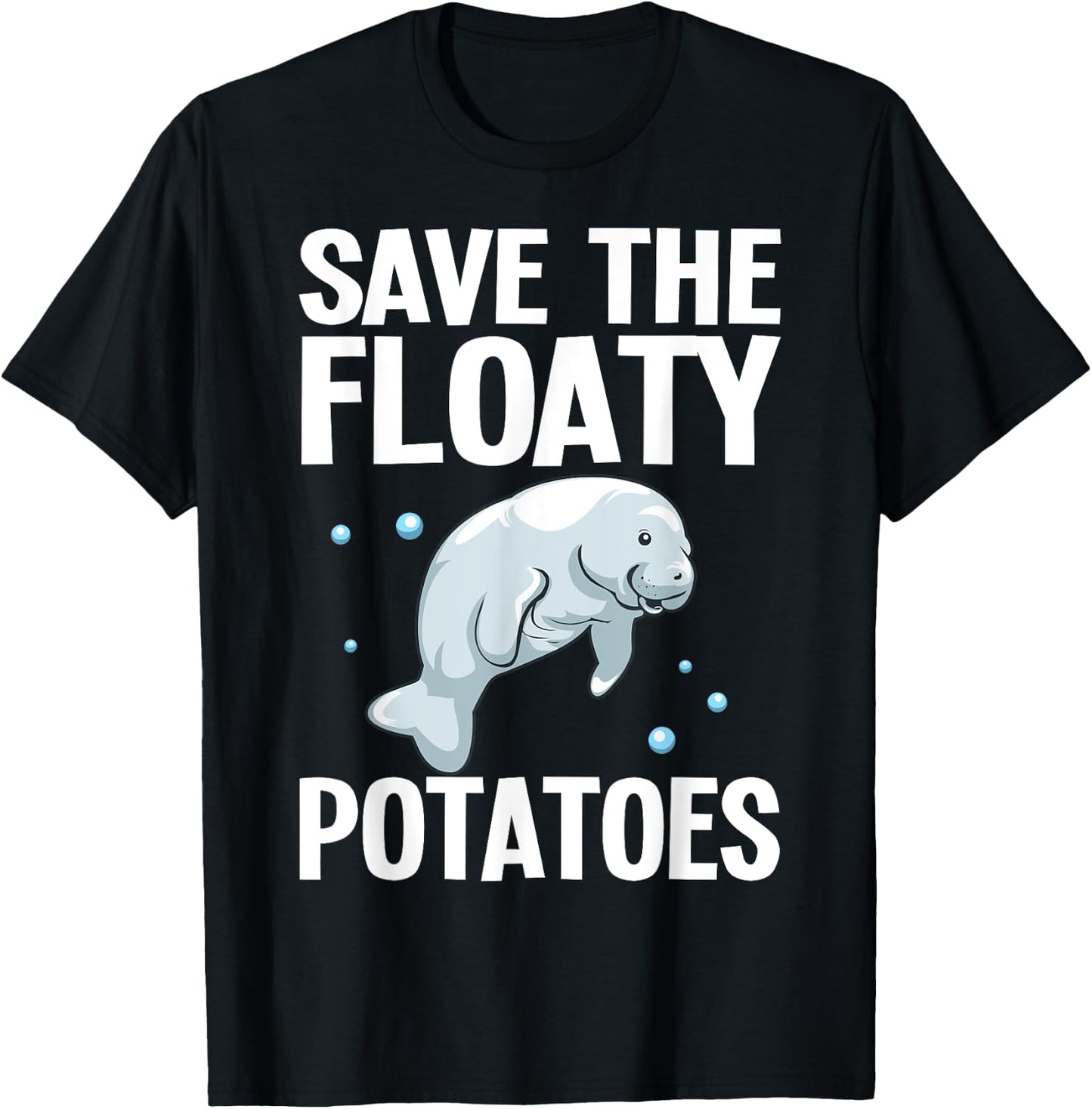 Funny Manatee Designs Women Floaty Potato Sea Cows T-Shirt - T-Shirt | Black