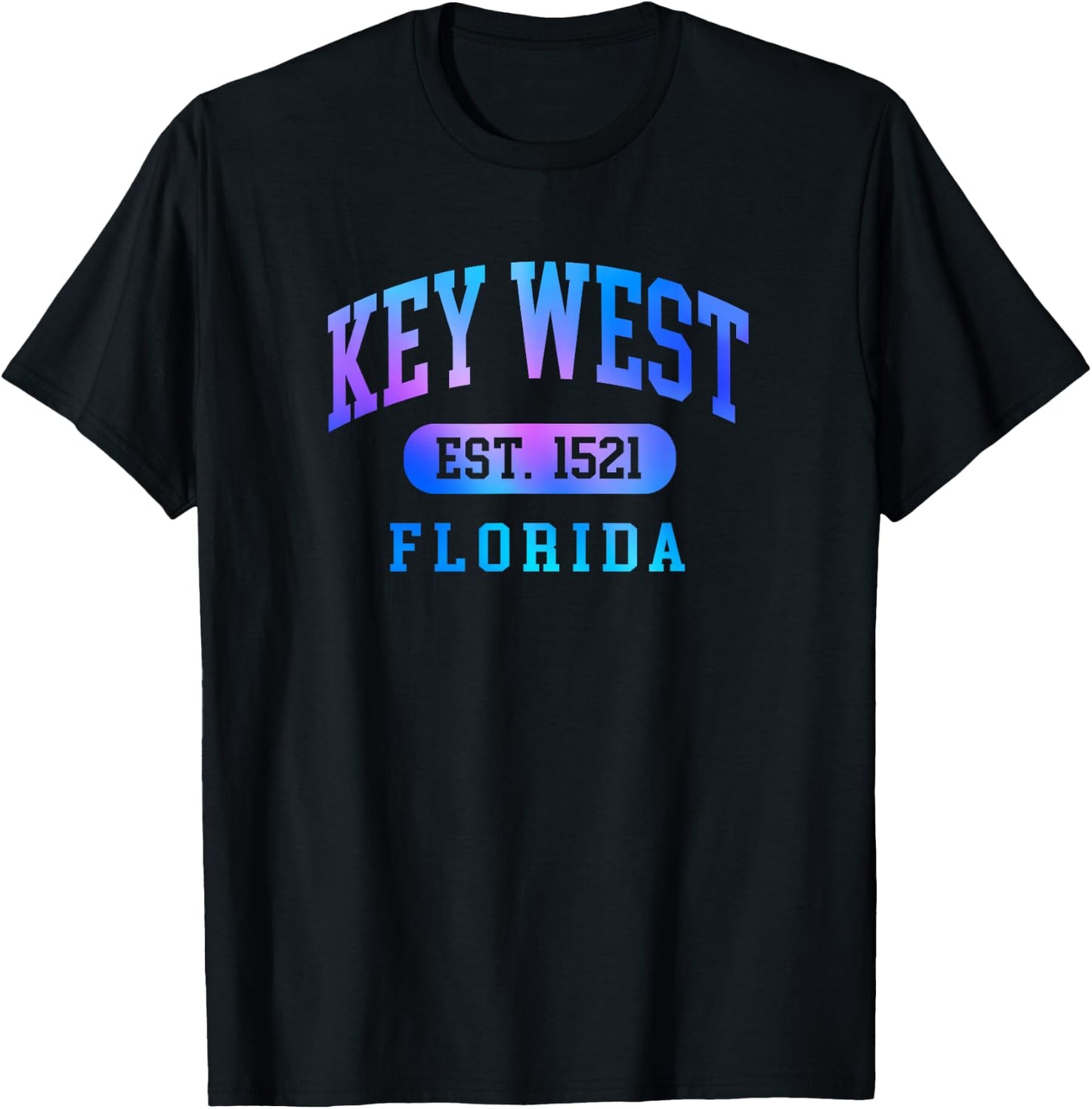 Key West Florida Colorful Arched Text Vacation Souvenir T-Shirt - T-Shirt | Black