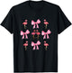 Pink Bows Cute Coquette Flamingo y2k Girl Aesthetic bow T-Shirt - T-Shirt | Black