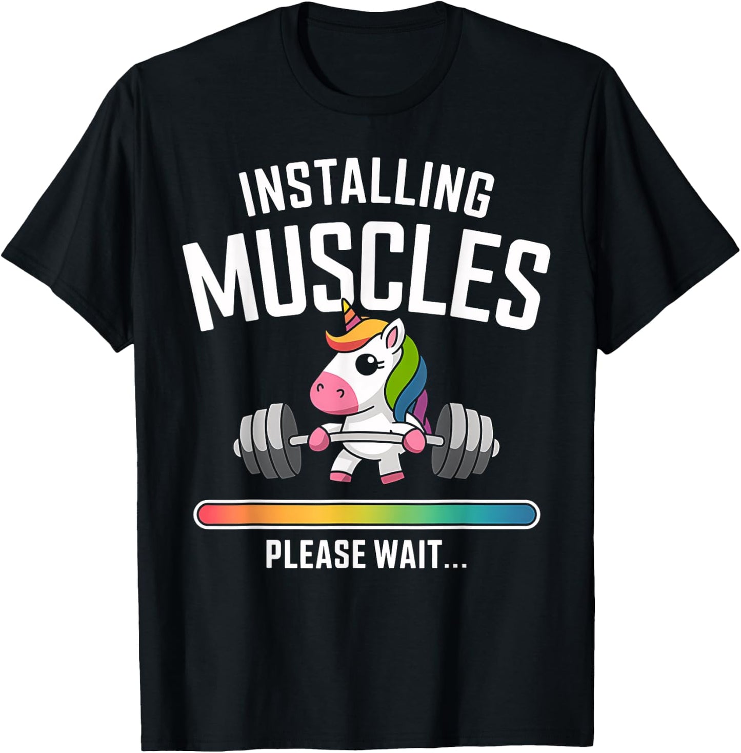 Unicorn Gym Workout Installing Muscles Fitness Girl Unicorn T-Shirt - T-Shirt | Black