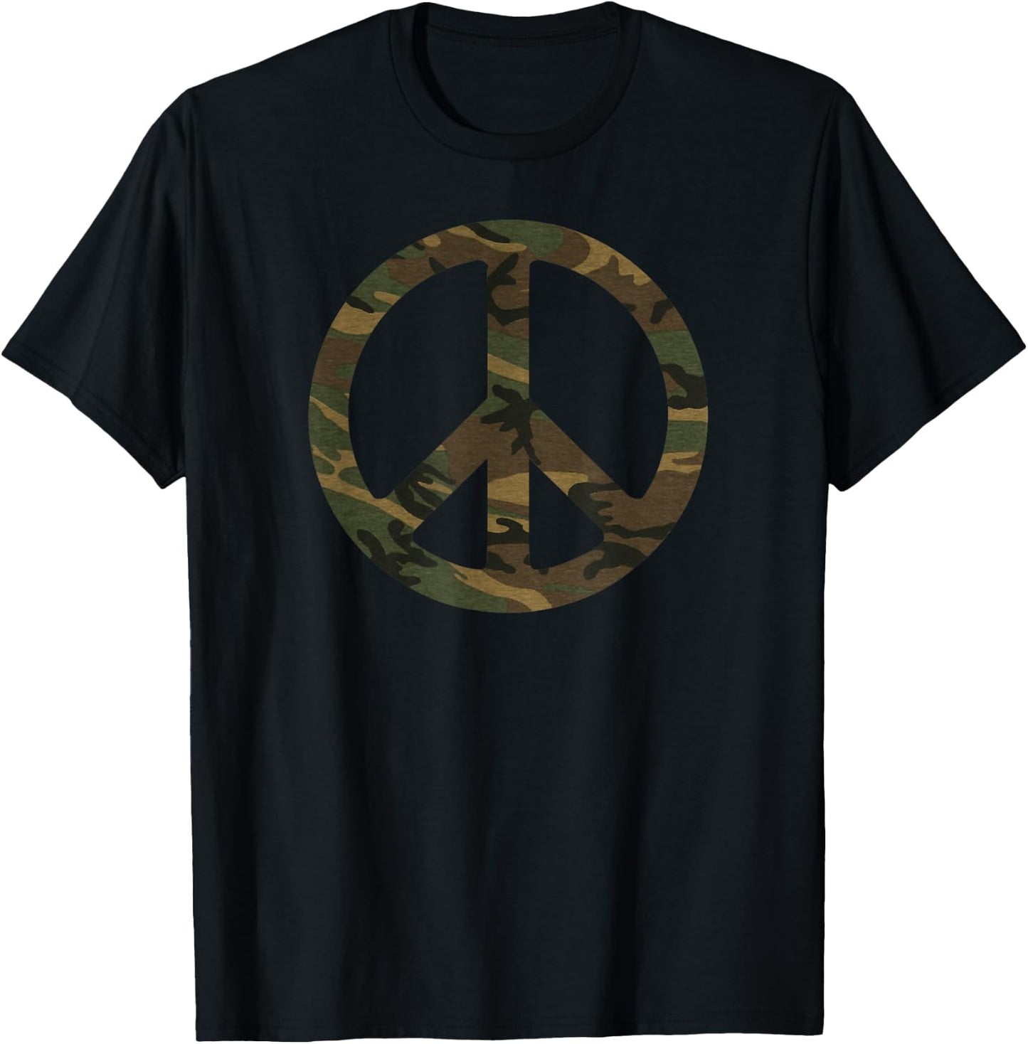 Camo Camouflage Peace Sign Army Peace Symbol Design T-Shirt - T-Shirt | Black