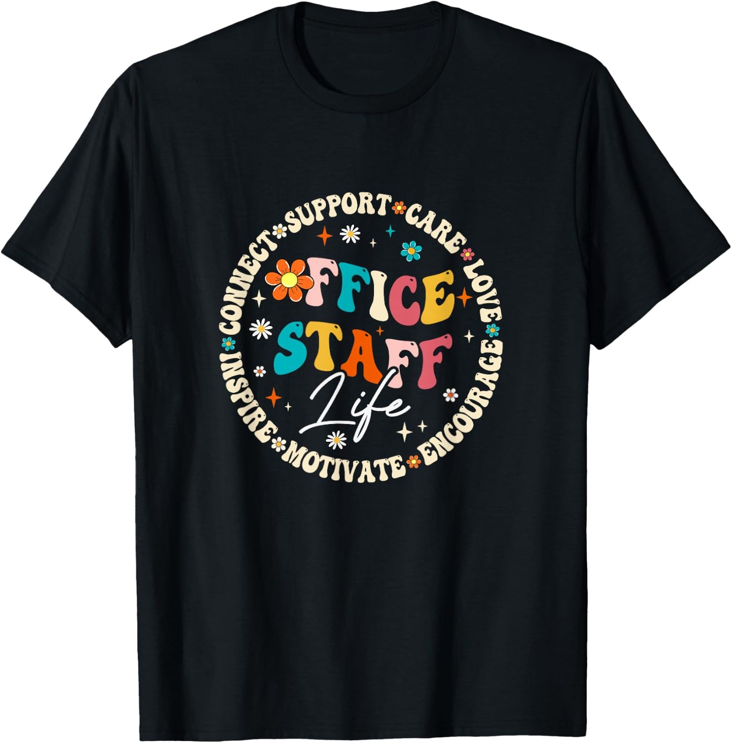 Office Staff Life Appreciation Week Back To School Groovy T-Shirt - T-Shirt | Black