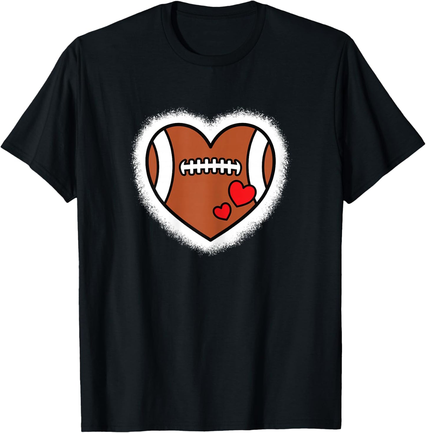 Cute American Football Heart Football Lover Women Girls Kids T-Shirt - T-Shirt | Black