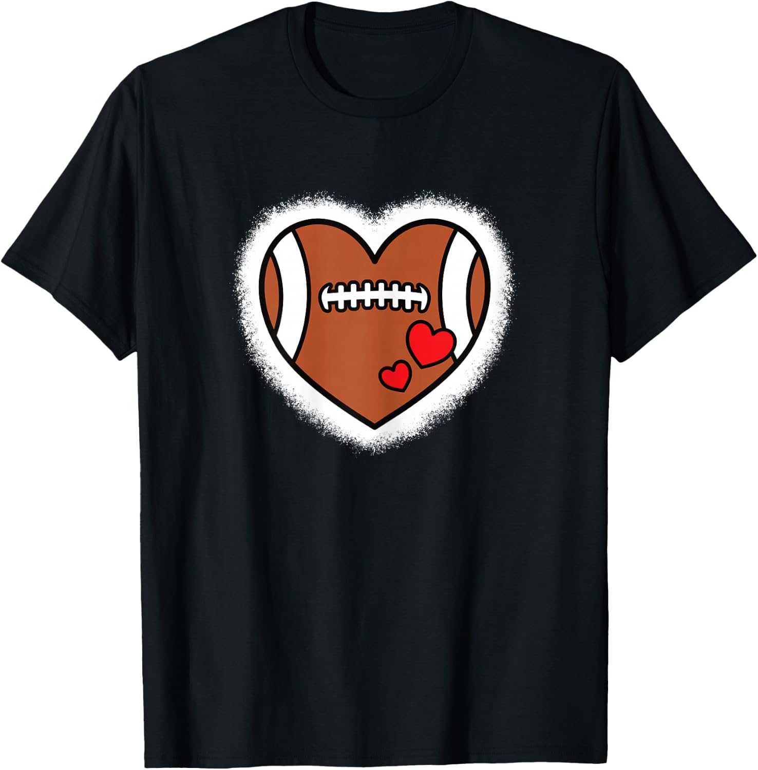 Cute American Football Heart Football Lover Women Girls Kids T-Shirt - T-Shirt | Black