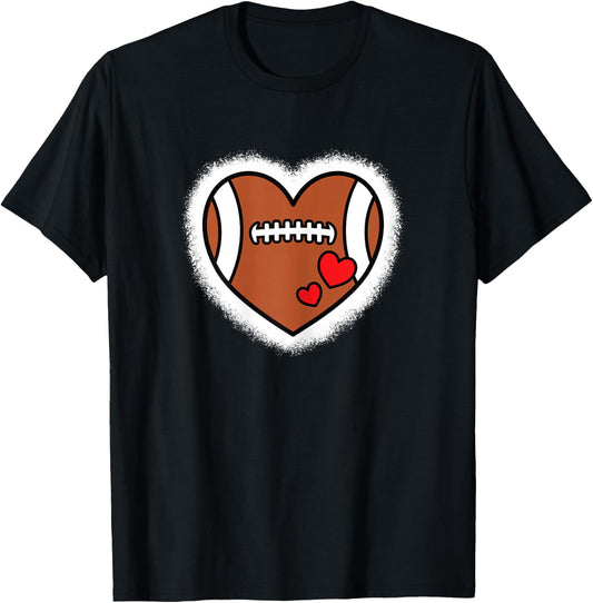 Cute American Football Heart Football Lover Women Girls Kids T-Shirt - T-Shirt | Black