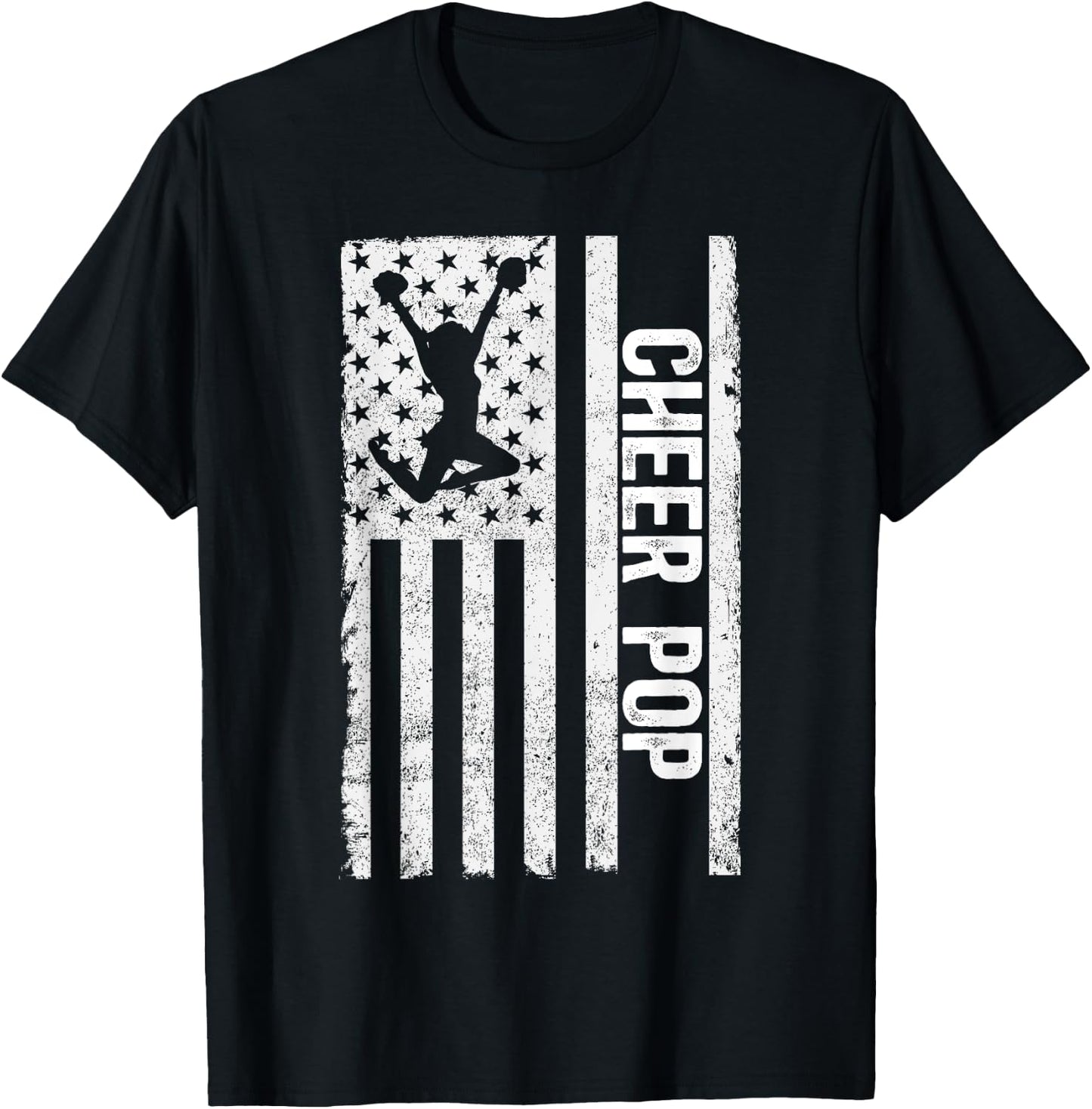 Cheer Pop Of A Cheerleader Pop US Flag Cheerleading Pop T-Shirt - T-Shirt | Black