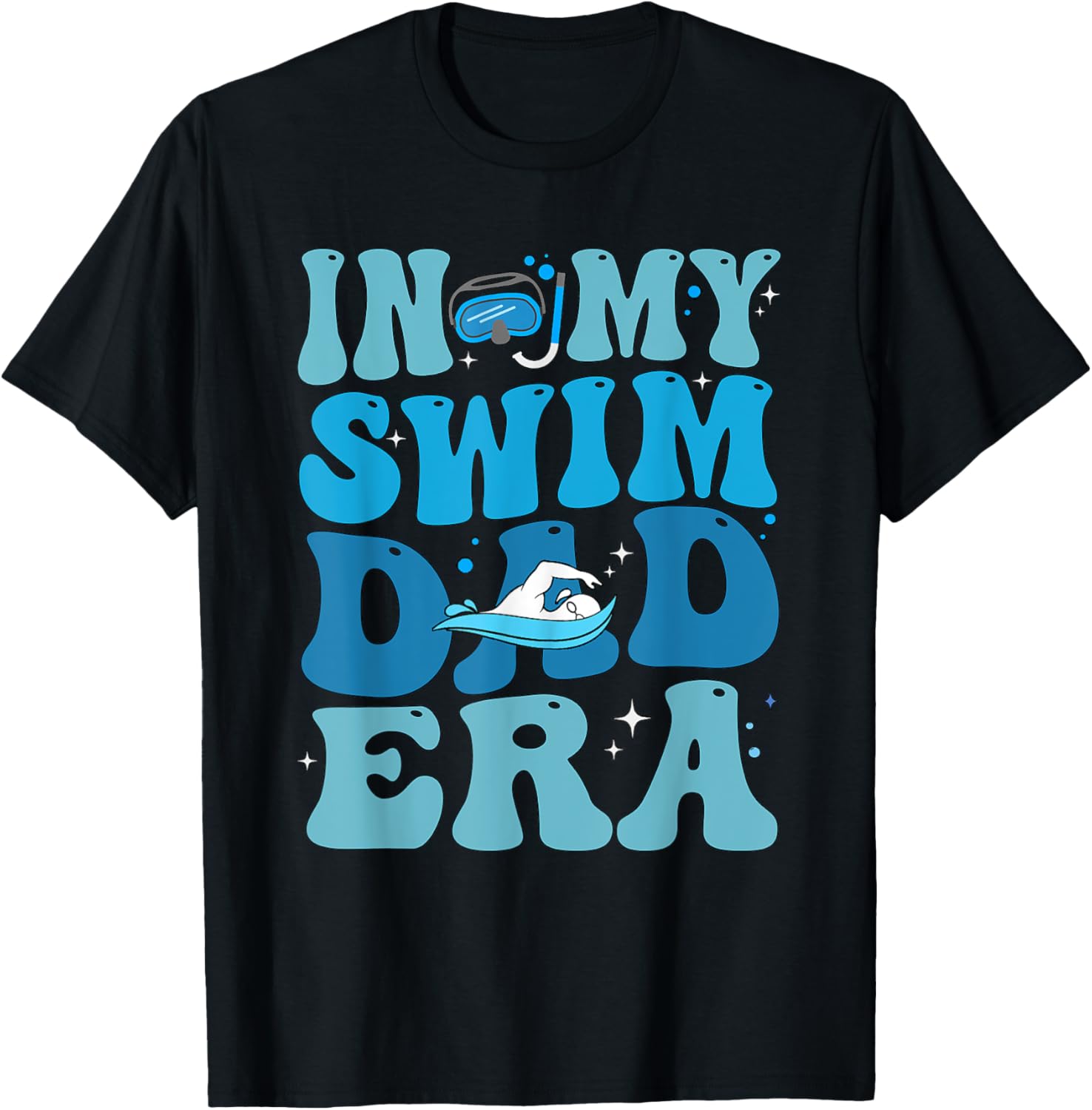 Groovy In My Swim Dad Era Swim Dad Funny Retro T-Shirt - T-Shirt | Black