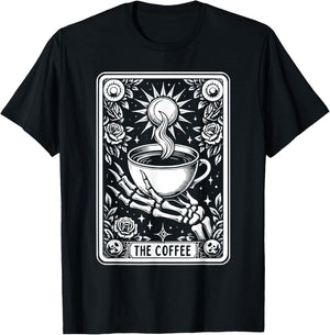 The Coffee Tarot Cards Skeleton Coffee Gifts Tarot Card T-Shirt - T-Shirt | Black