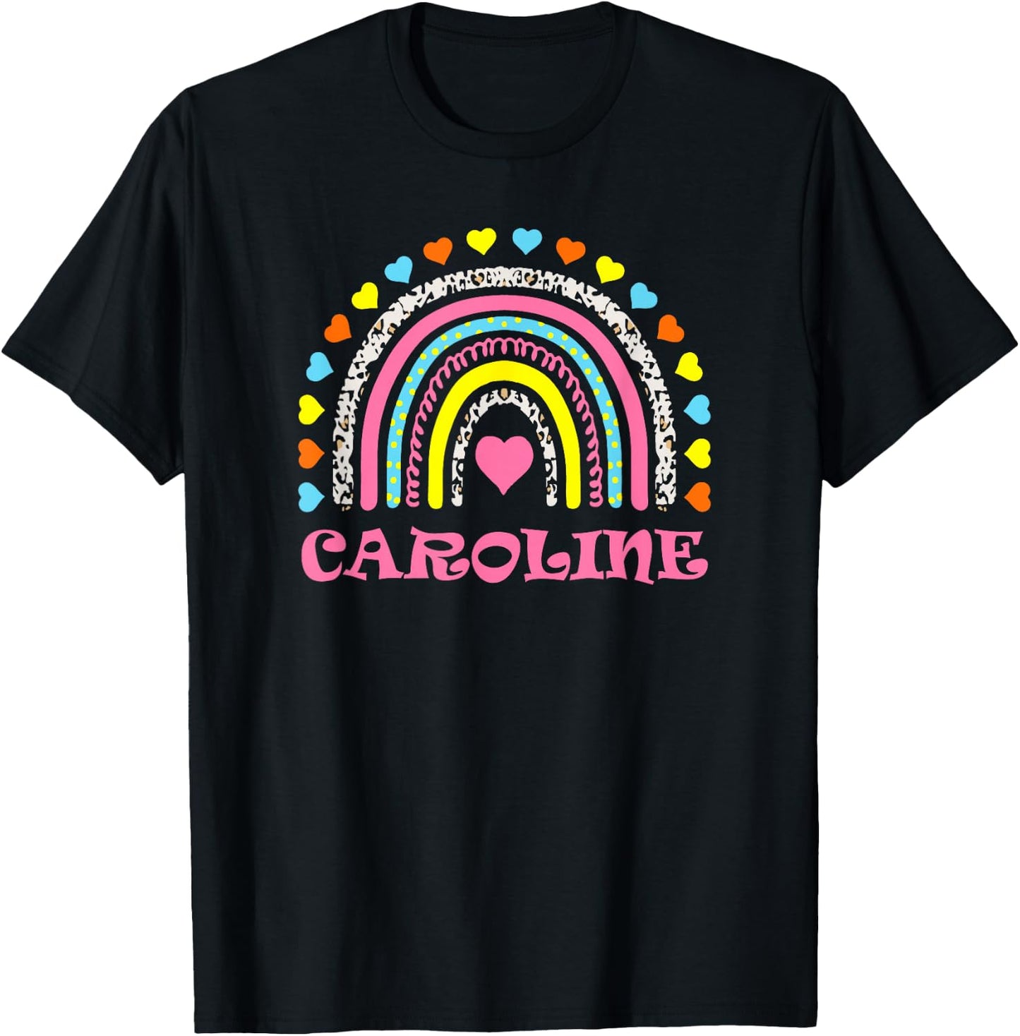 Caroline Colorful Rainbow Design for Girls Name Caroline T-Shirt - T-Shirt | Black
