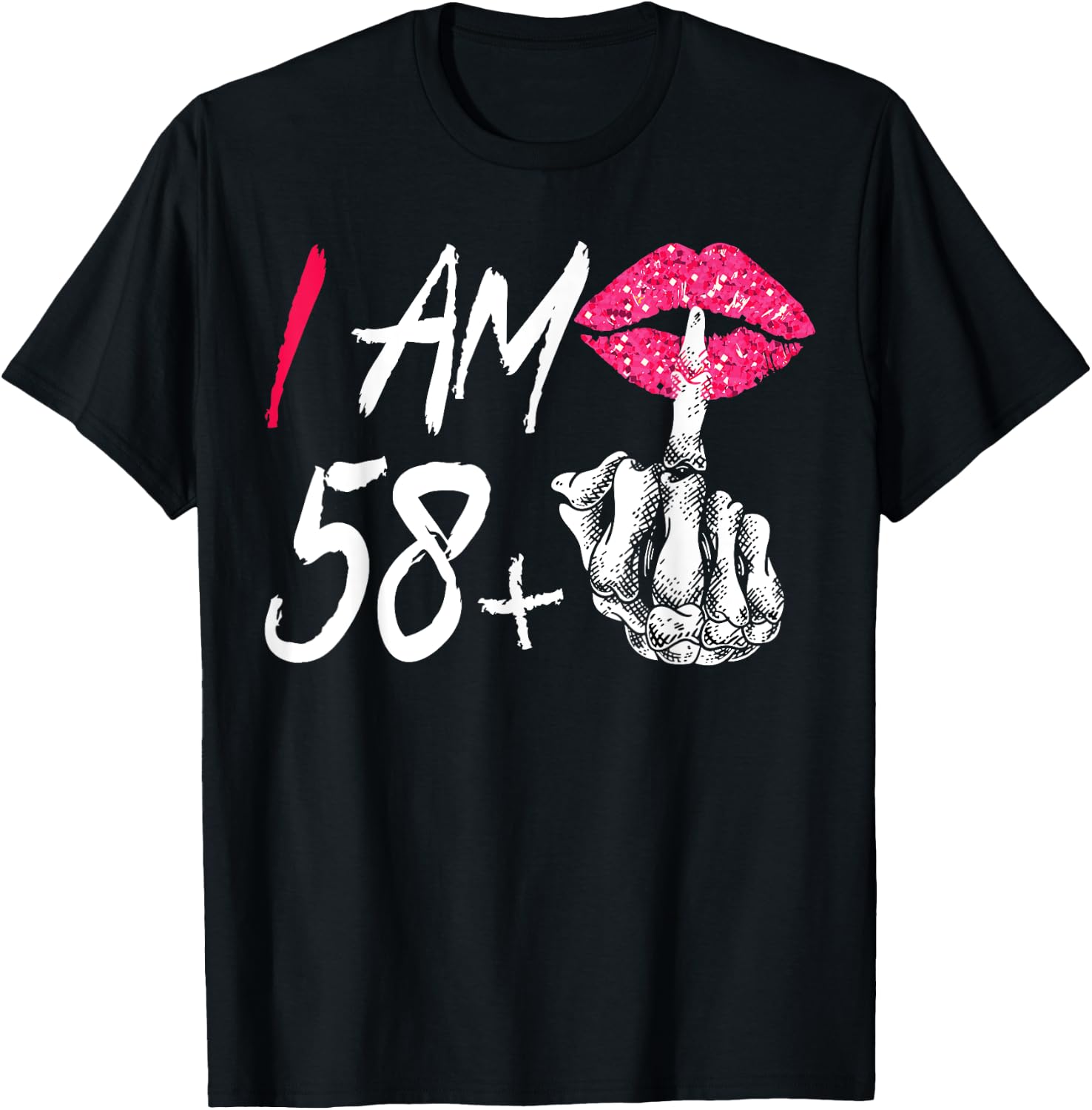 I Am 58 Plus 1 Middle Finger Funny 59th Women's Birthday T-Shirt - T-Shirt | Black