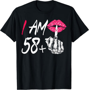 I Am 58 Plus 1 Middle Finger Funny 59th Women's Birthday T-Shirt - T-Shirt | Black