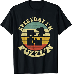Everyday I'm Puzzl'n Jigsaw Puzzle Lover T-Shirt - T-Shirt | Black