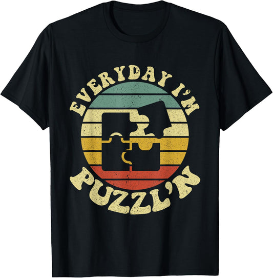 Everyday I'm Puzzl'n Jigsaw Puzzle Lover T-Shirt - T-Shirt | Black