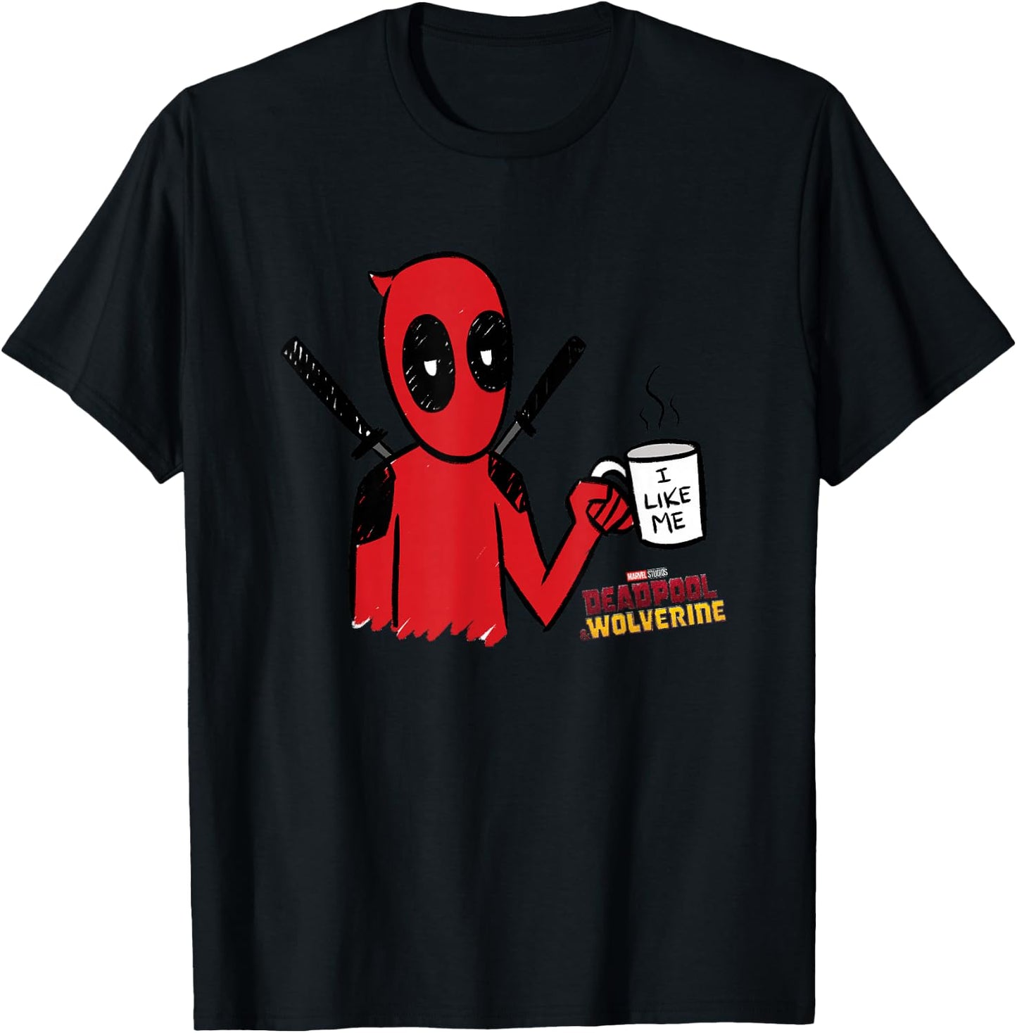 Marvel Deadpool & Wolverine I Like Me Coffee Mug Sketch T-Shirt - T-Shirt | Black