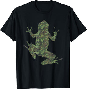 Military Bullfrog Camo Print US Toad Animal Veteran Men Gift T-Shirt - T-Shirt | Black
