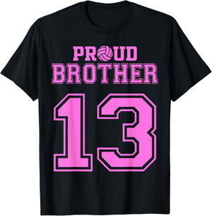 Proud Volleyball Brother Number 13 P T-Shirt - T-Shirt | Black