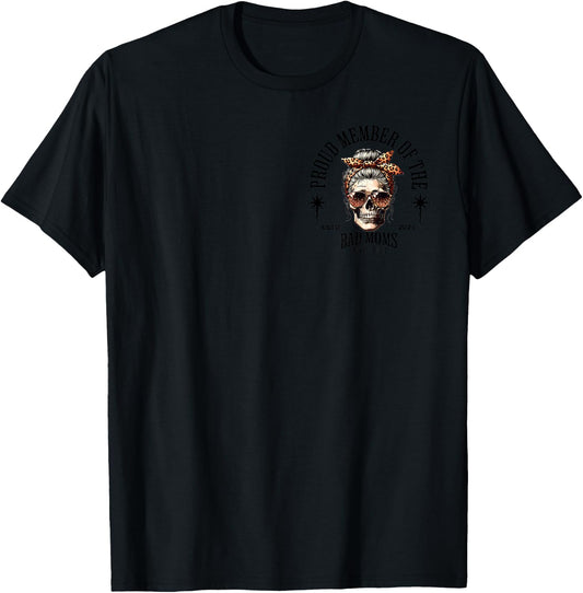 Proud Member Of The Bad Moms Club Social Club Leopard Bun T-Shirt - T-Shirt | Black