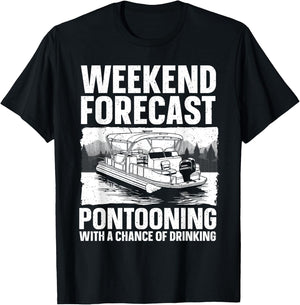 Funny Pontoon Boat Art Women Lake Boating Captain T-Shirt - T-Shirt | Black