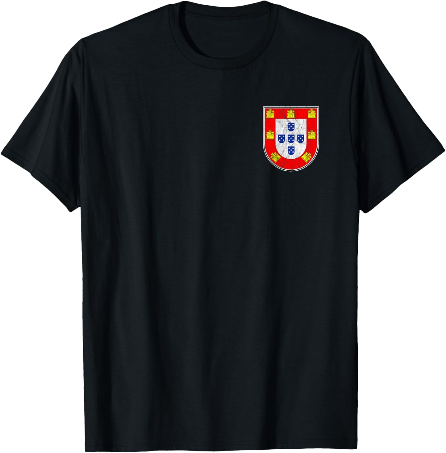 Portugal Quinas - Portuguese Flag Distressed Front & Back T-Shirt - T-Shirt | Black
